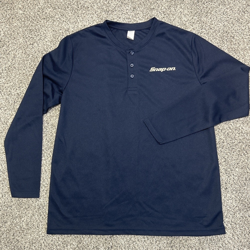 Snap-on Tools Long Sleeve Henley Mesh Performance‎ Shirt Men's Size LG Navy Blue